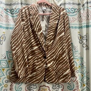A new day brown zebra linen blazer